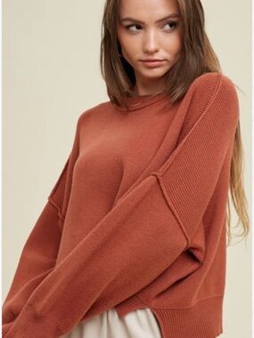Wishlist Rust Crewneck Women's Sweater - Relaxed Fit Size Medium